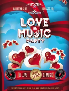 情人节音乐海报PSD素材