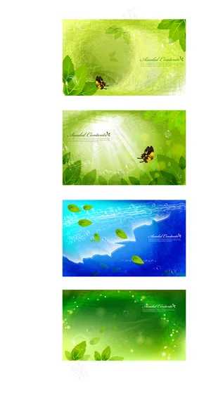 绿叶蝴蝶春天背景矢量素材 绿叶蝴蝶春天背景矢量素材