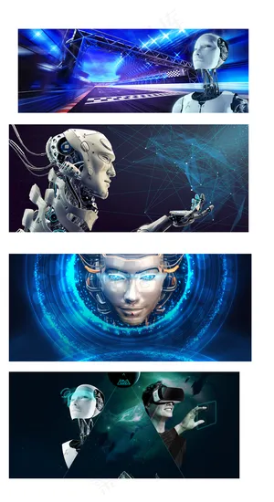 人工智能机器人引领未来展板背景元素