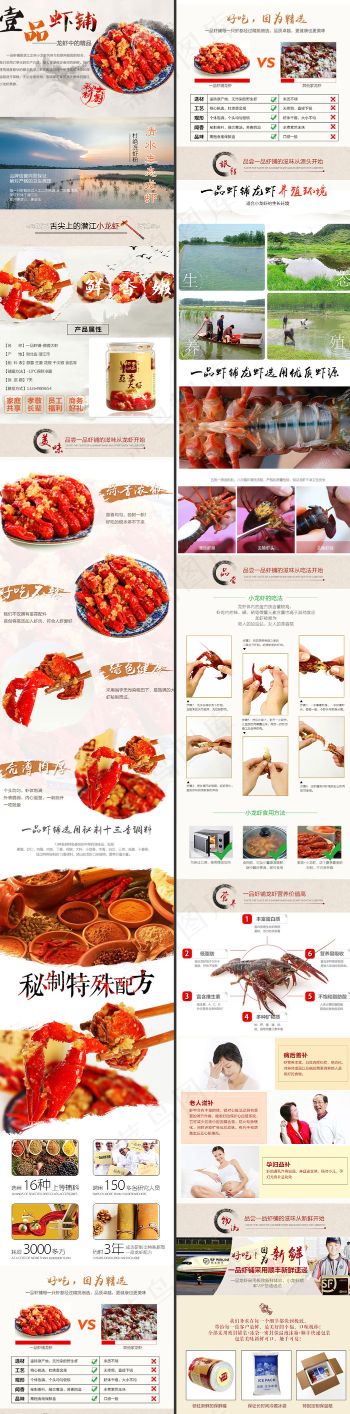 宜城龙虾大虾海报素材详情页描述(750X12000(DPI:72))psd模版下载