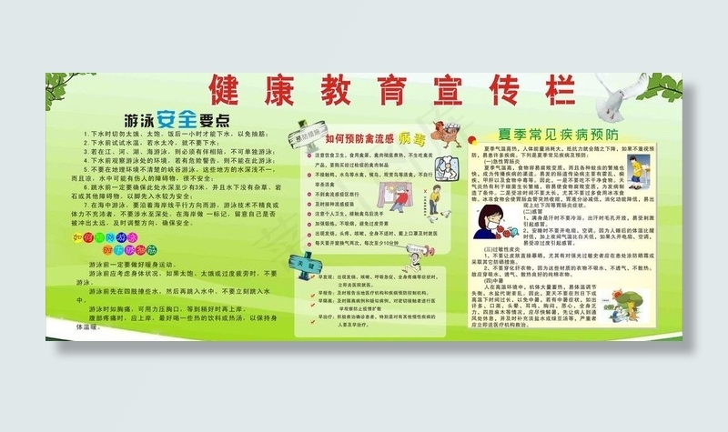 夏季健康教育宣传栏图片cdr矢量模版下载