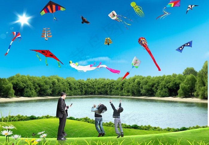 放风筝图片