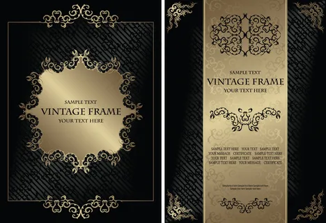 金色欧式花纹边框相框EPS矢量设计...