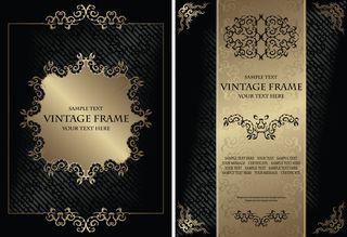 金色欧式花纹边框相框EPS矢量设计...