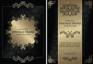 金色欧式花纹边框相框EPS矢量设计...