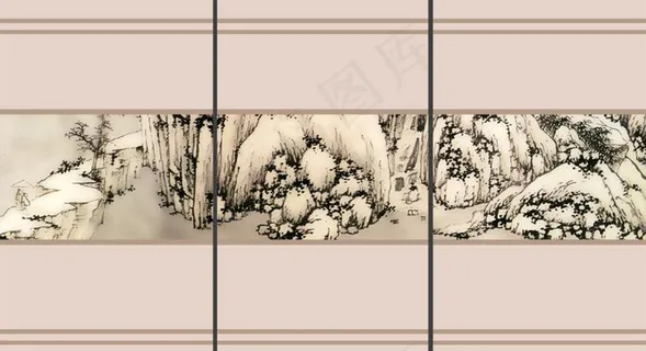 国画山水移门图案