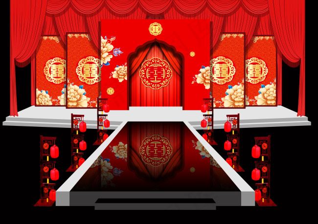中式婚礼主背景(5315X3757(DPI:300))psd模版下载