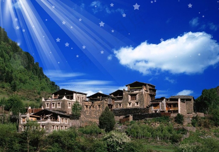 风景 风景画 风景素材 蓝天 白云...