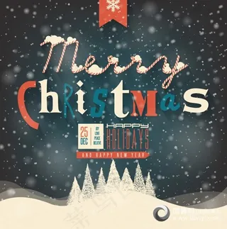 2014圣诞雪景海报矢量素材