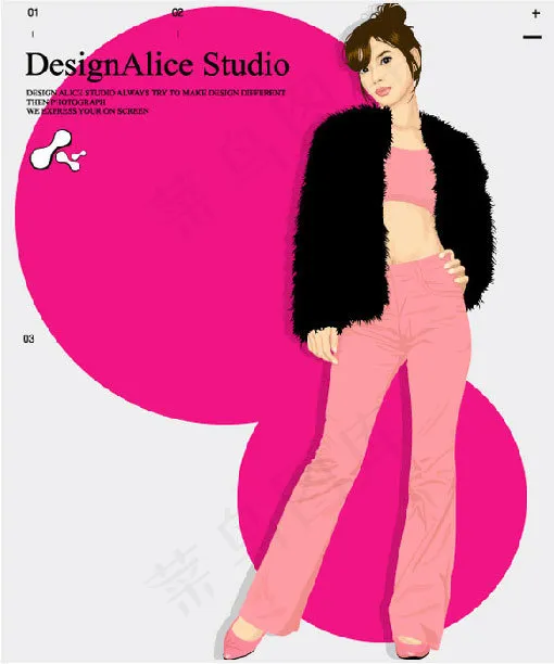 穿着皮草的女孩ai矢量模版下载