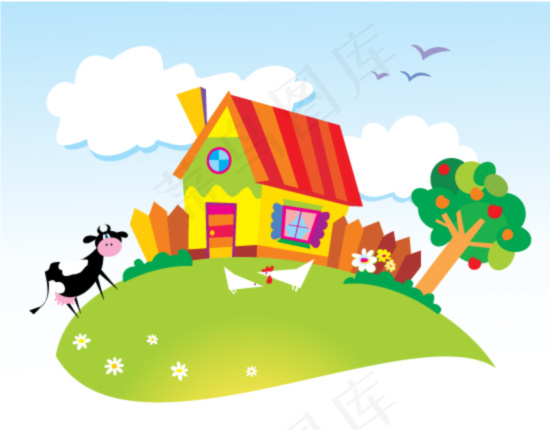 可爱卡通风景矢量素材