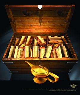 神灯古箱金条金砖创意宣传设计海报