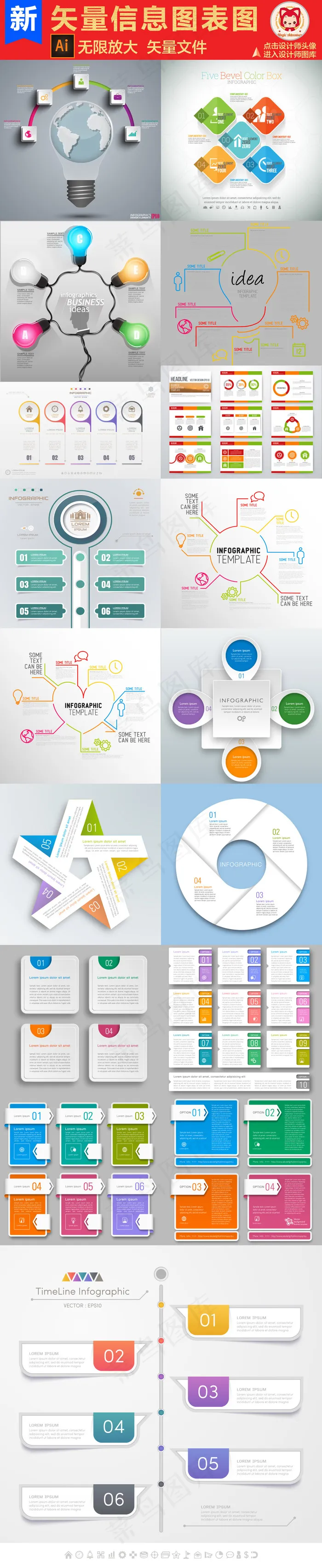 信息图表时间轴PPT矢量设计素材ai矢量模版下载