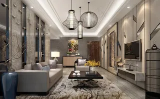 中式客厅效果图图片