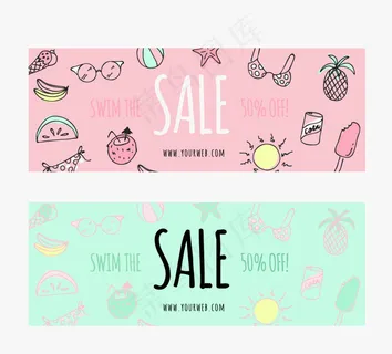 手绘夏季横幅