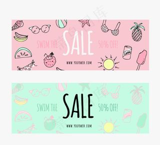 手绘夏季横幅