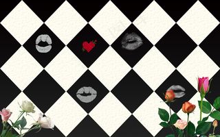 现代唯美3D玫瑰立体方块瓷砖唇形背...