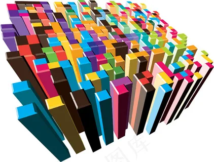 五颜六色的立体柱体矢量素材 五颜六色的立体柱体矢量素材