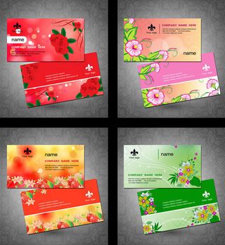 婚庆花朵名片设计PSD素材