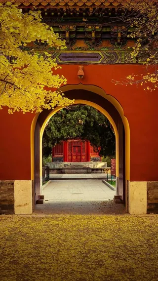 红色的古建筑风格高清摄影图片