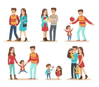 5组扁平化家庭家人设计素材