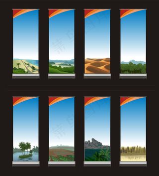 精美易拉宝展板模板设计矢量素材