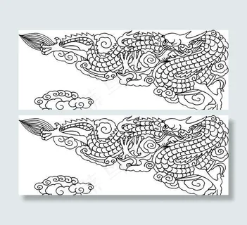龙纹 中华传统 花纹 黑白 装饰 AI