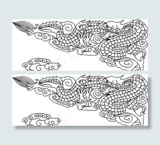 龙纹 中华传统 花纹 黑白 装饰 AI