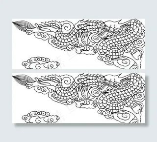龙纹 中华传统 花纹 黑白 装饰 AI