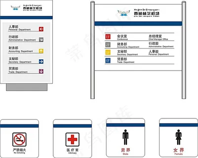 矢量导视牌警示牌模板素材