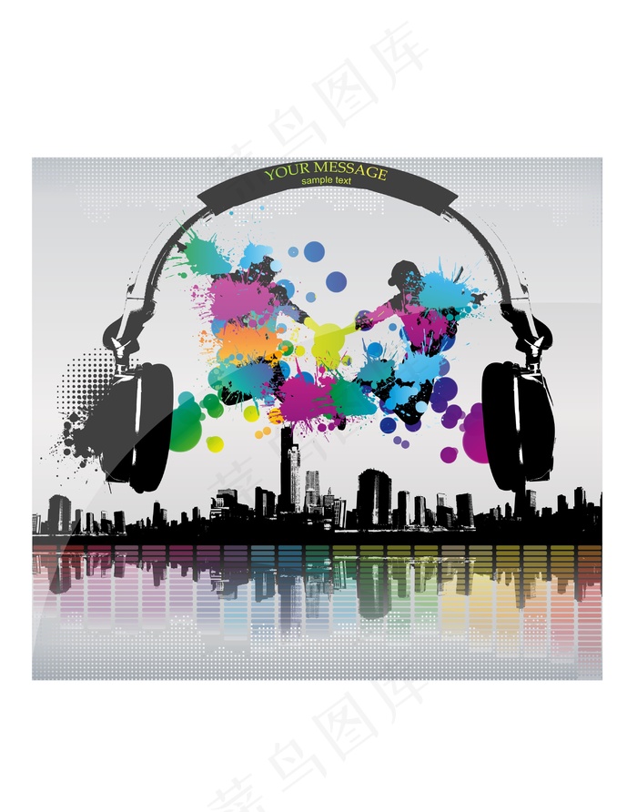 音乐海报背景矢量图耳麦科技感人物剪...
