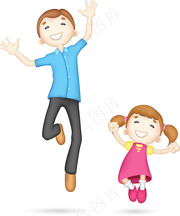 开心跳跃的卡通人物