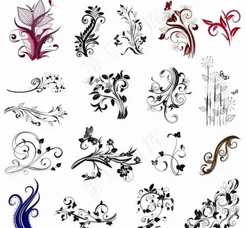欧式花纹花朵 蝴蝶图片