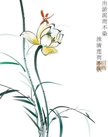 冰清玉洁 国画 荷花 蜻蜓图片cdr矢量模版下载
