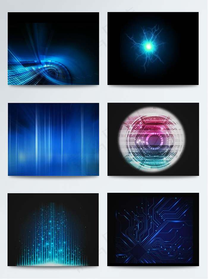 圆形彩色蓝色科技光效psd模版下载