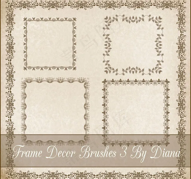 藤蔓边框笔刷花藤相框笔刷装饰花边笔...psd模版下载