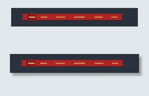 红色丝带炫酷菜单栏psd