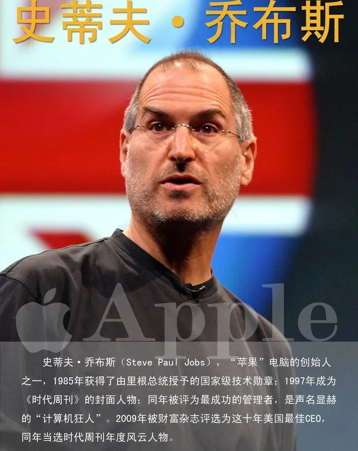 史蒂夫乔布斯介绍图片psd模版下载