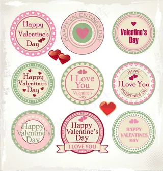 情人节圆形标贴矢量素材