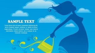 蓝天白云 时尚女孩图片