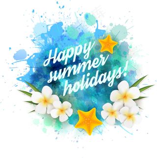 水彩鸡蛋花夏季度假海报