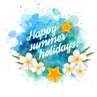 水彩鸡蛋花夏季度假海报 水彩鸡蛋花夏季度假海报