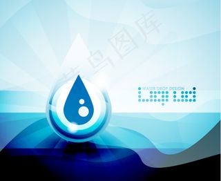 光抽象蓝色水滴背景矢量素材