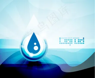 光抽象蓝色水滴背景矢量素材