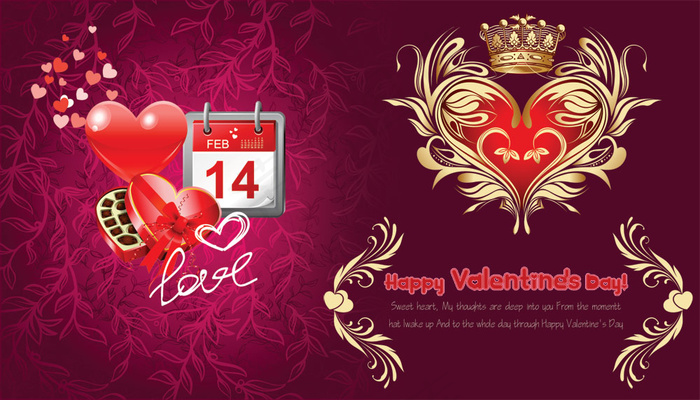 2.14情人节快乐贺卡PSD图片