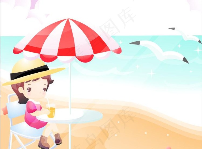 女孩 太阳山 海滩图片