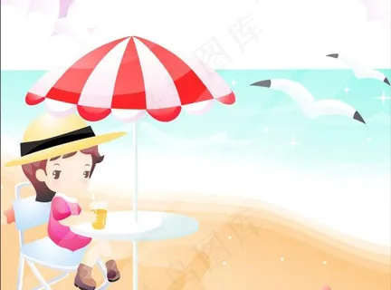 女孩 太阳山 海滩图片