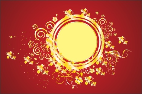 红底金色花纹