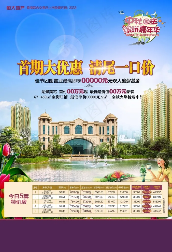 地产湖景海报(2953X4322(DPI:300))psd模版下载