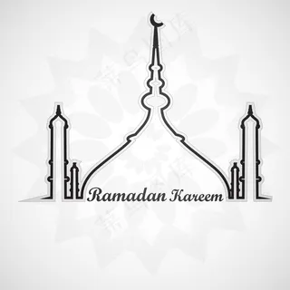 清真寺的剪影背景